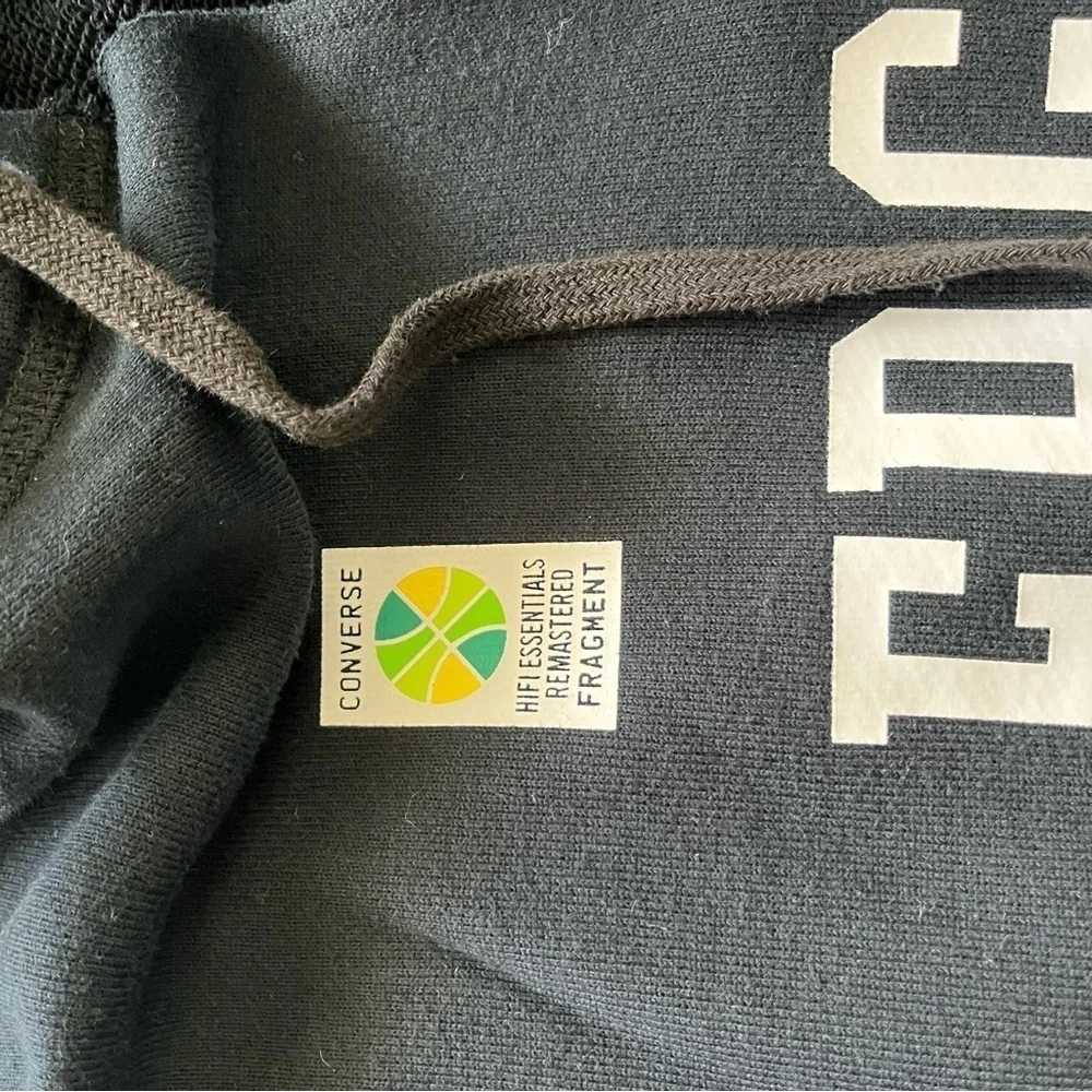 FRAGMENT x CONVERSE sz S Black Pullover Fleece Hoodie Long Sleeve Bolt - Picture 6 of 9